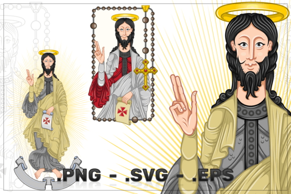 Apostle Santiago with RosaryParchment Graphics & Illustrations
