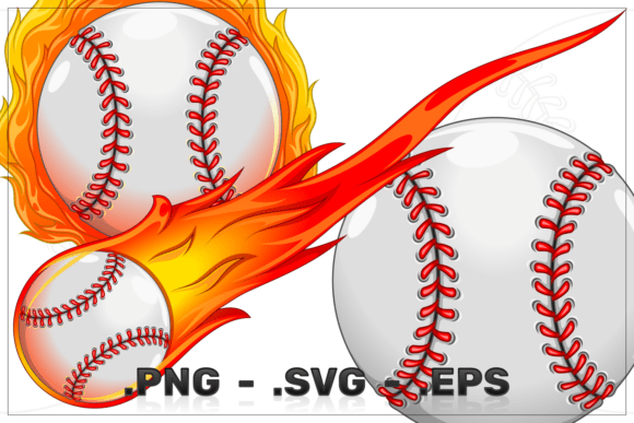 Baseball with Flames in Color: Graphics & Illustrations