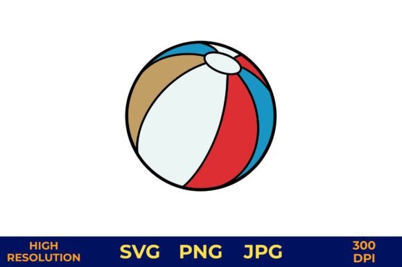 Beach Ball Vector with Bright Color: Graphics & Illustrations