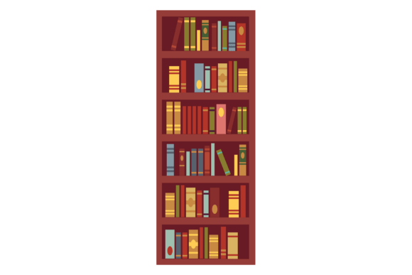 Bookshelves with Books. Color Bookstore Graphics