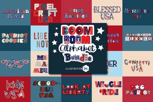 Boom Boom Full Color Font Bundle: Bundles for Bold, Patriotic Design