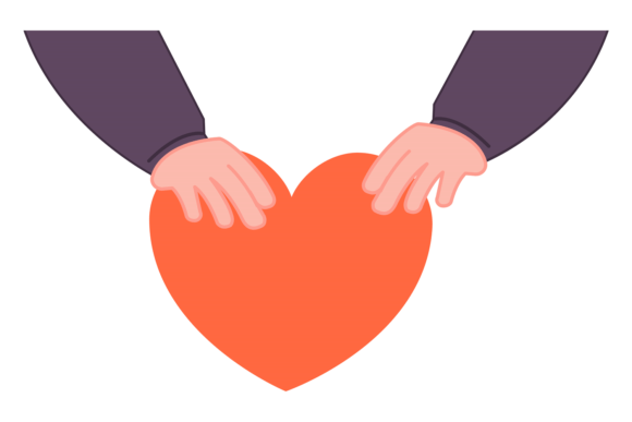 Charity Icon: Heart in Human Hands Color