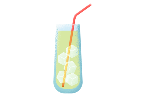 Cold Drink Glass Icon: Color Textured Graphics & Illustrations