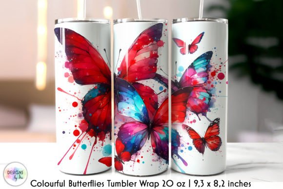 Colourful Watercolour Butterfly Tumbler