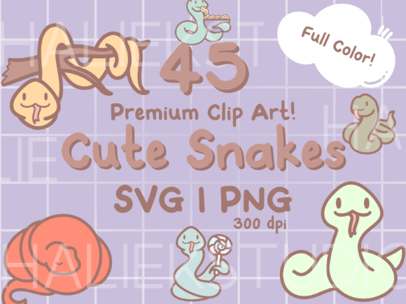 Cute Snakes Color Clip Art Illustrations