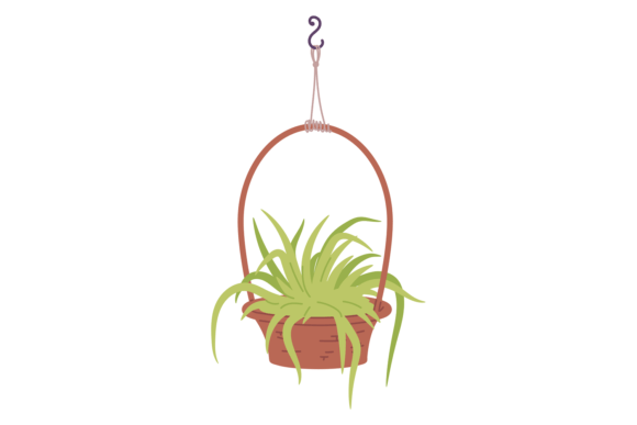 Decorative Flowerpot Color Icon. Hanging: Graphics & Illustrations
