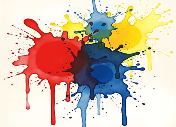 Expressive Primary Color Watercolor Graphics & Backgrounds