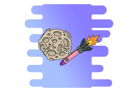 Flat Icon Space Rocket Color Outline