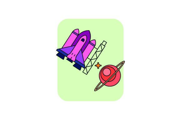 Flat Icon Space Saturn Color Outline