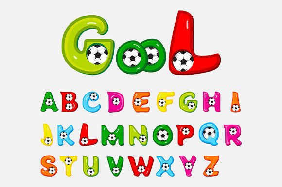 Football Style Alphabet Color Fonts: Graphics & Illustrations