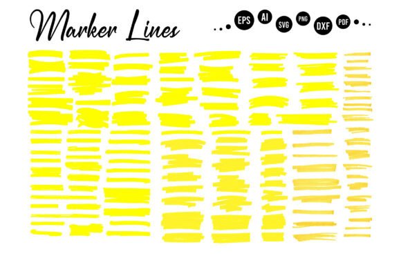 Marker Lines. Color Ink Pen Brush Stroke Graphics