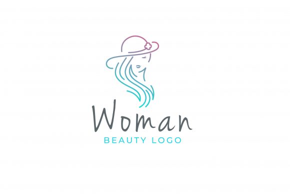 Monoline Woman with Hat Logo Design: Graphics & Logos