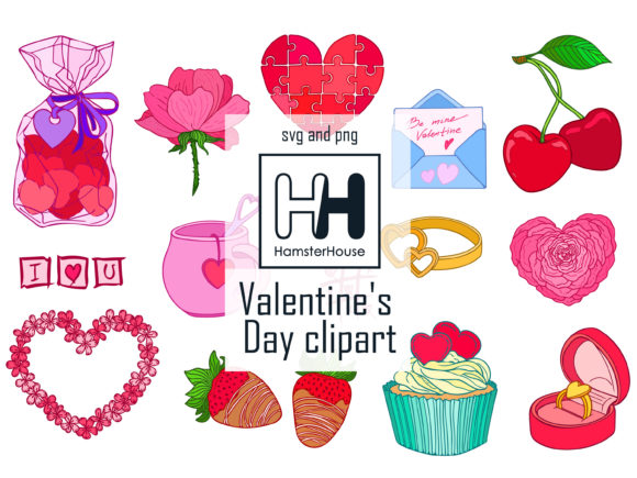 Valentines Day Hand Drawn Clipart: Graphics & Illustrations