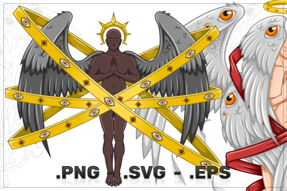 Vector Design Angel with Celestial Hoops: Graphics & Illustrations