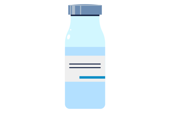 Vial Icon: Color Glass Bottle with Injec