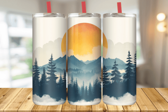 Water Color Mountain Tumbler Wrap Graphics