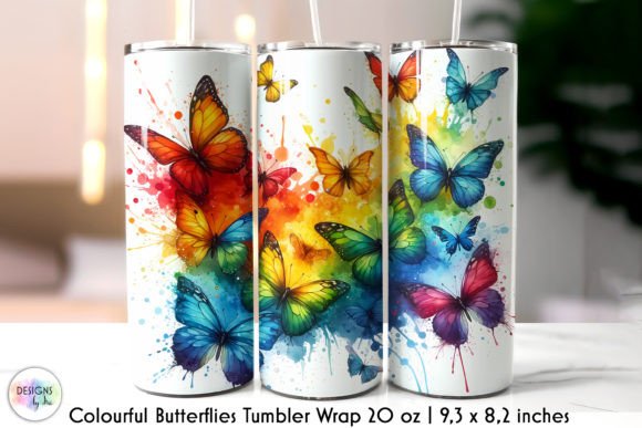Watercolour Butterfly Colourful Tumbler Graphics